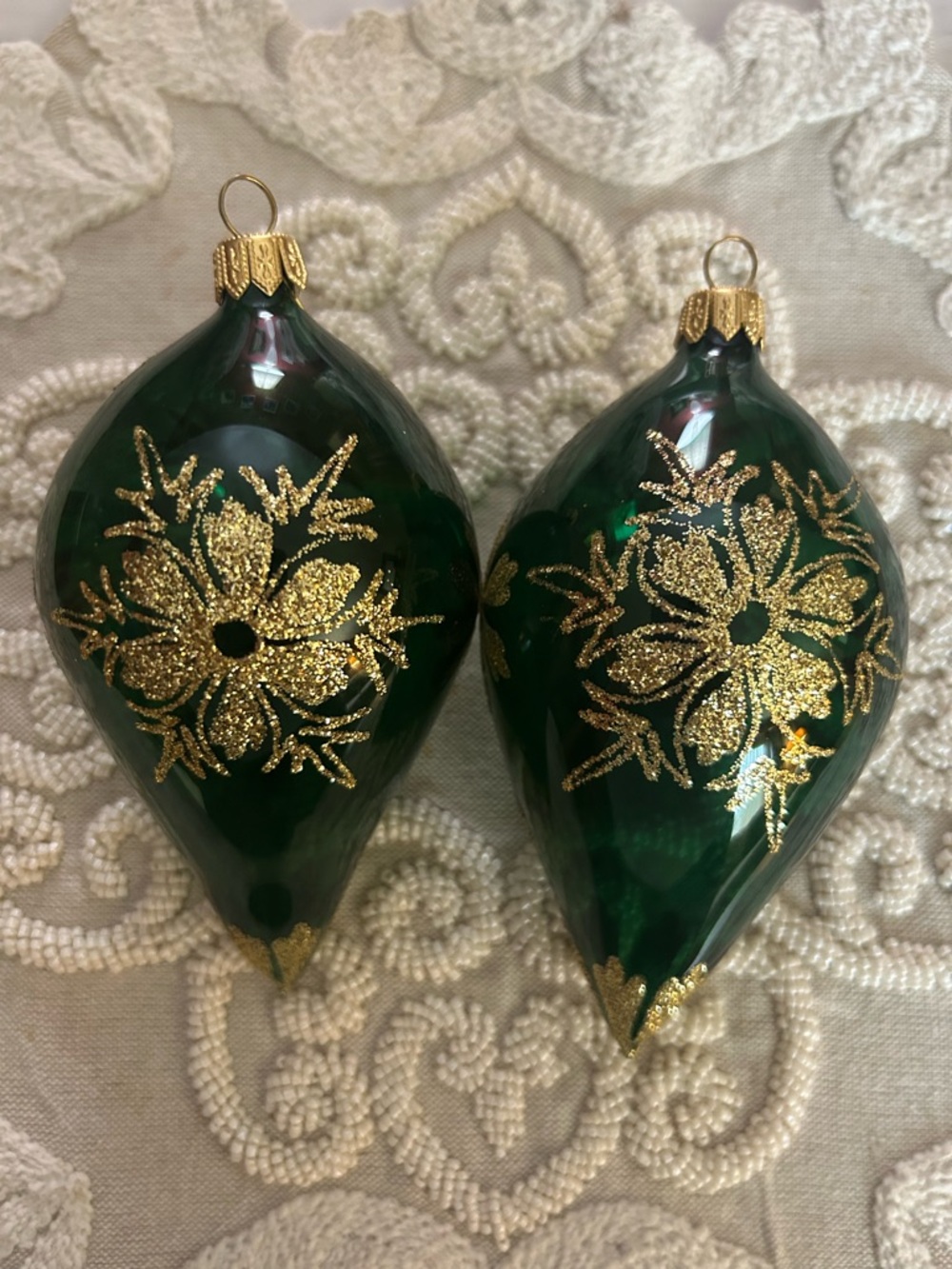 Pier 1 Imports Green Christmas Ornaments Set of 2